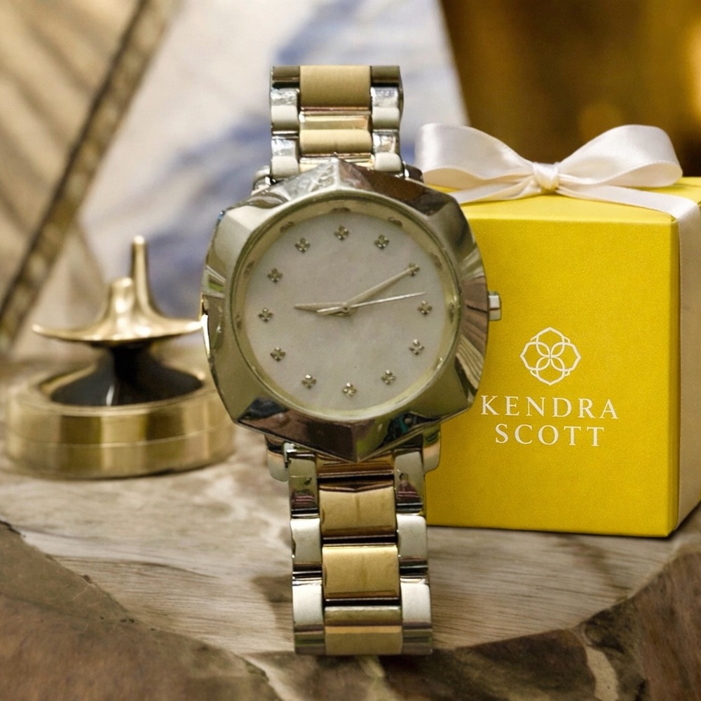 NEW Kendra Scott Dira 38mm Two-Tone Stainless Steel Mother of Pearl Watch  NWT 🎁
